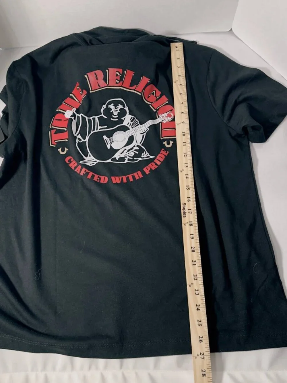 True Religion Men's Circular Hooded Tee – Jet Black – Size L – New